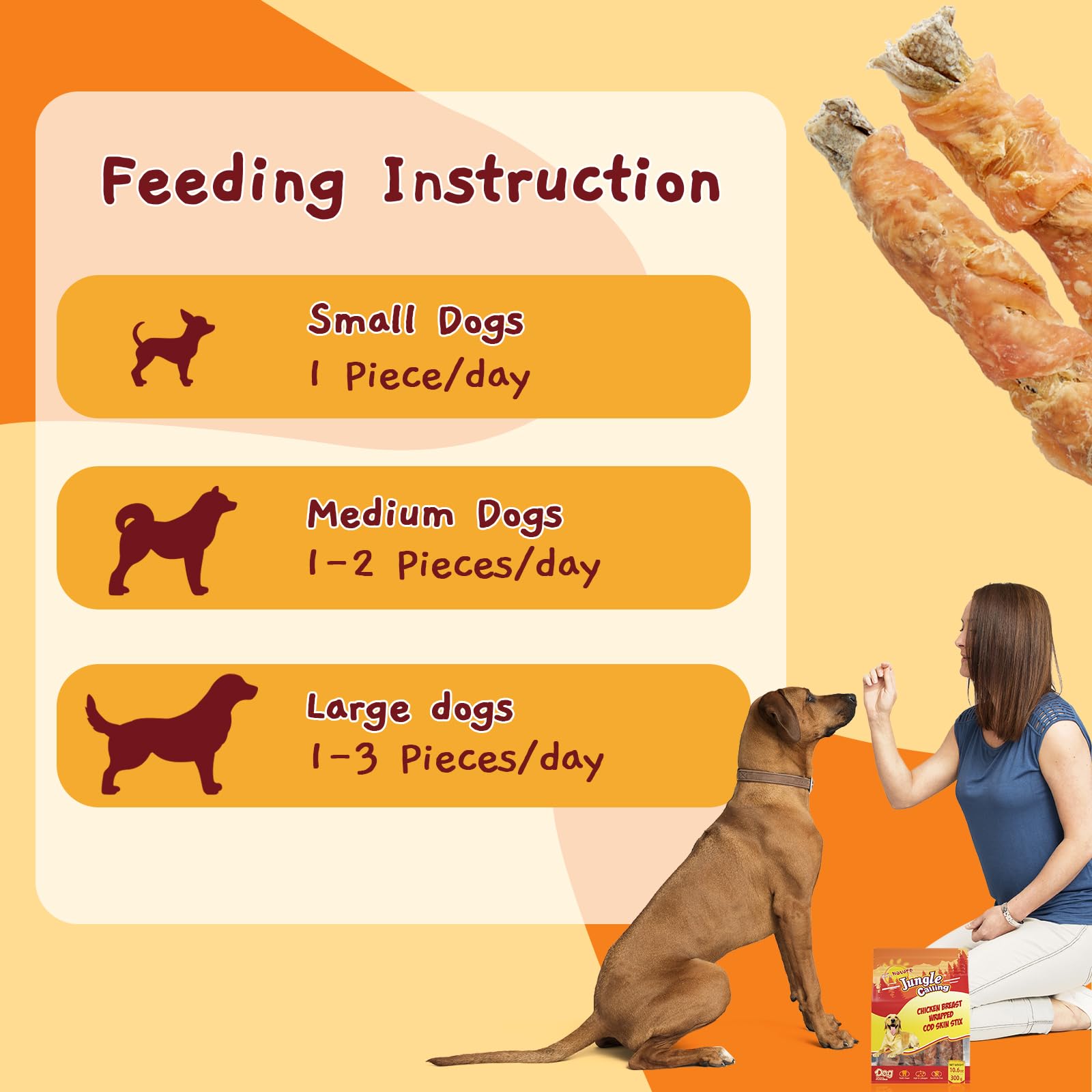 Jungle Calling training reward pose with treats encourages positive dog training moments.
