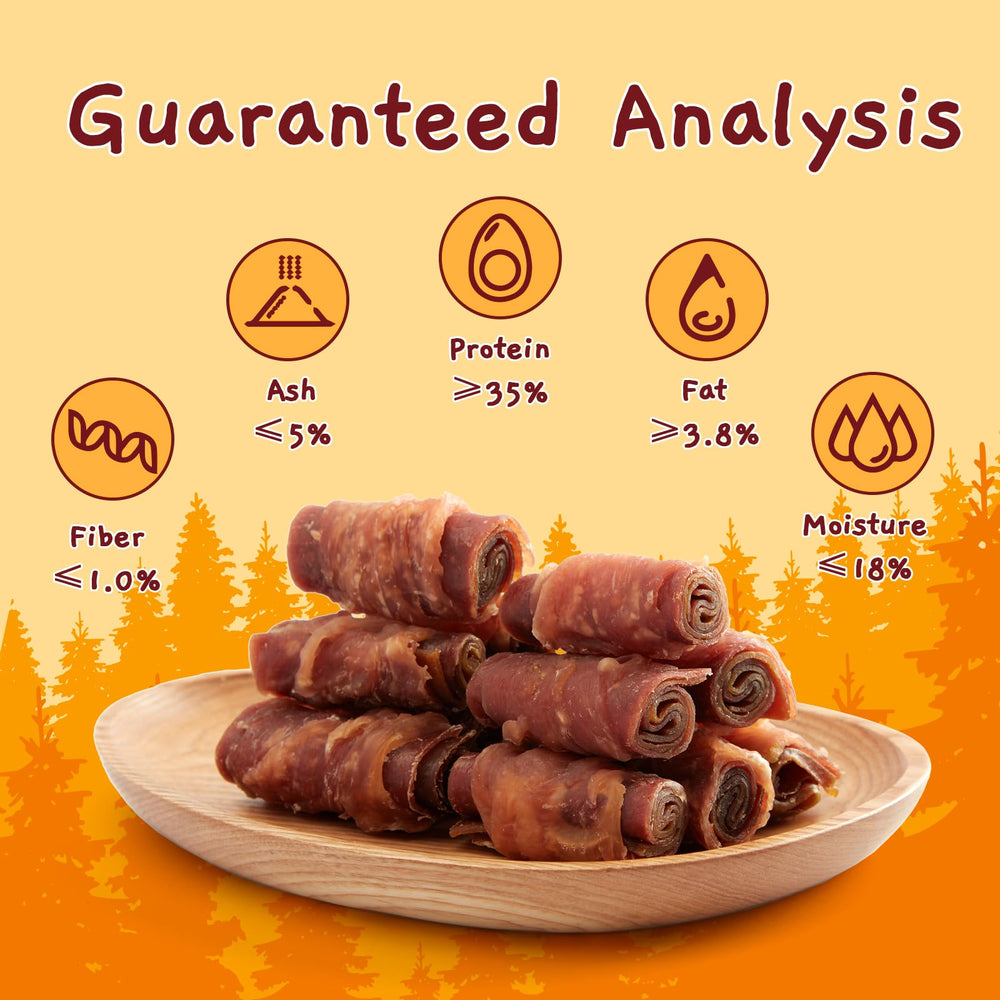 Jungle Calling Triple Flavor Rolls rawhide-free snack shown as a safe chew option