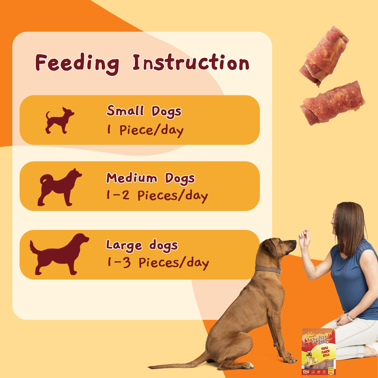 Jungle Calling Triple Flavor Rolls training reward ready for dog training sessions