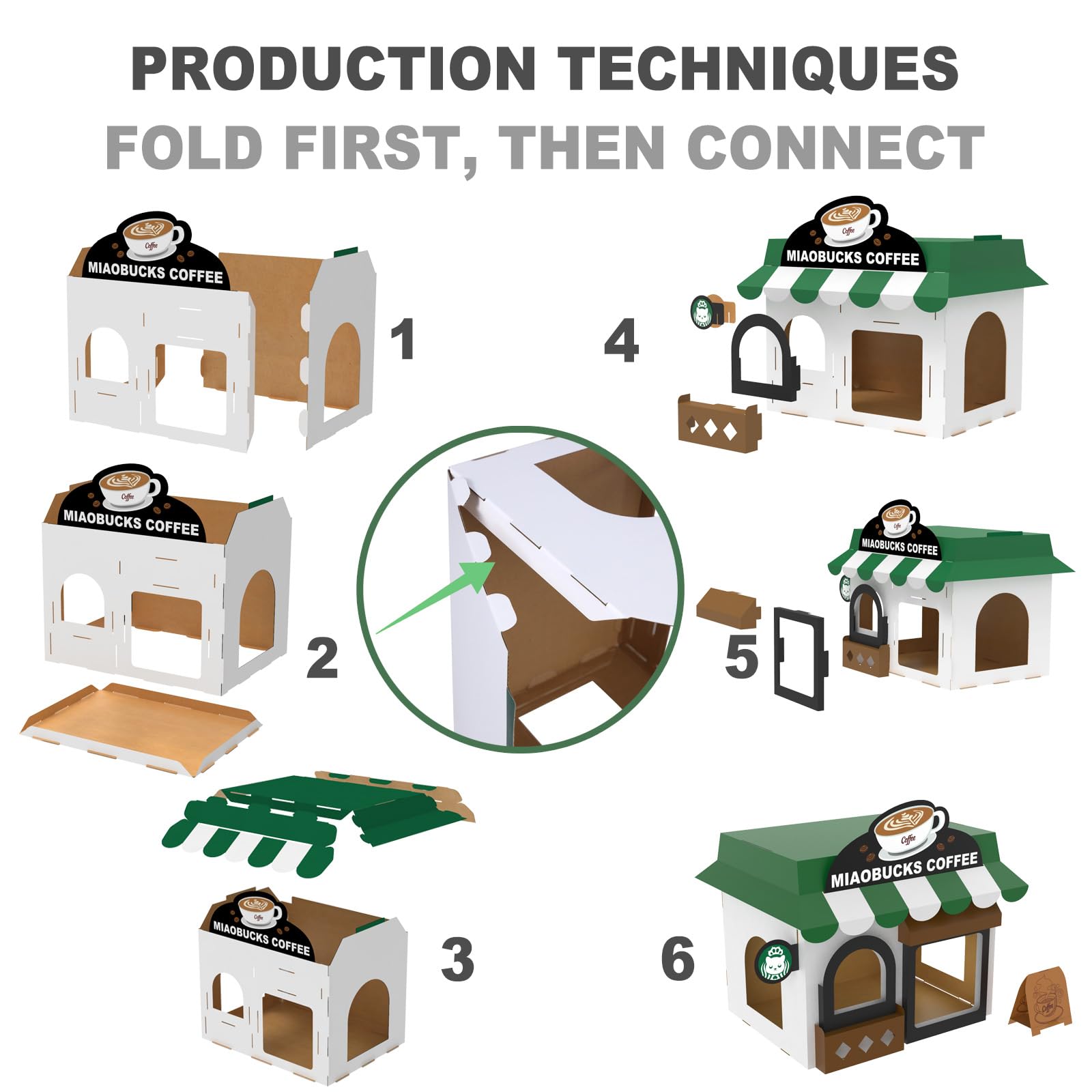 Jungle Elf cardboard cat house gift-display doubles as cute home decor for pet lovers.