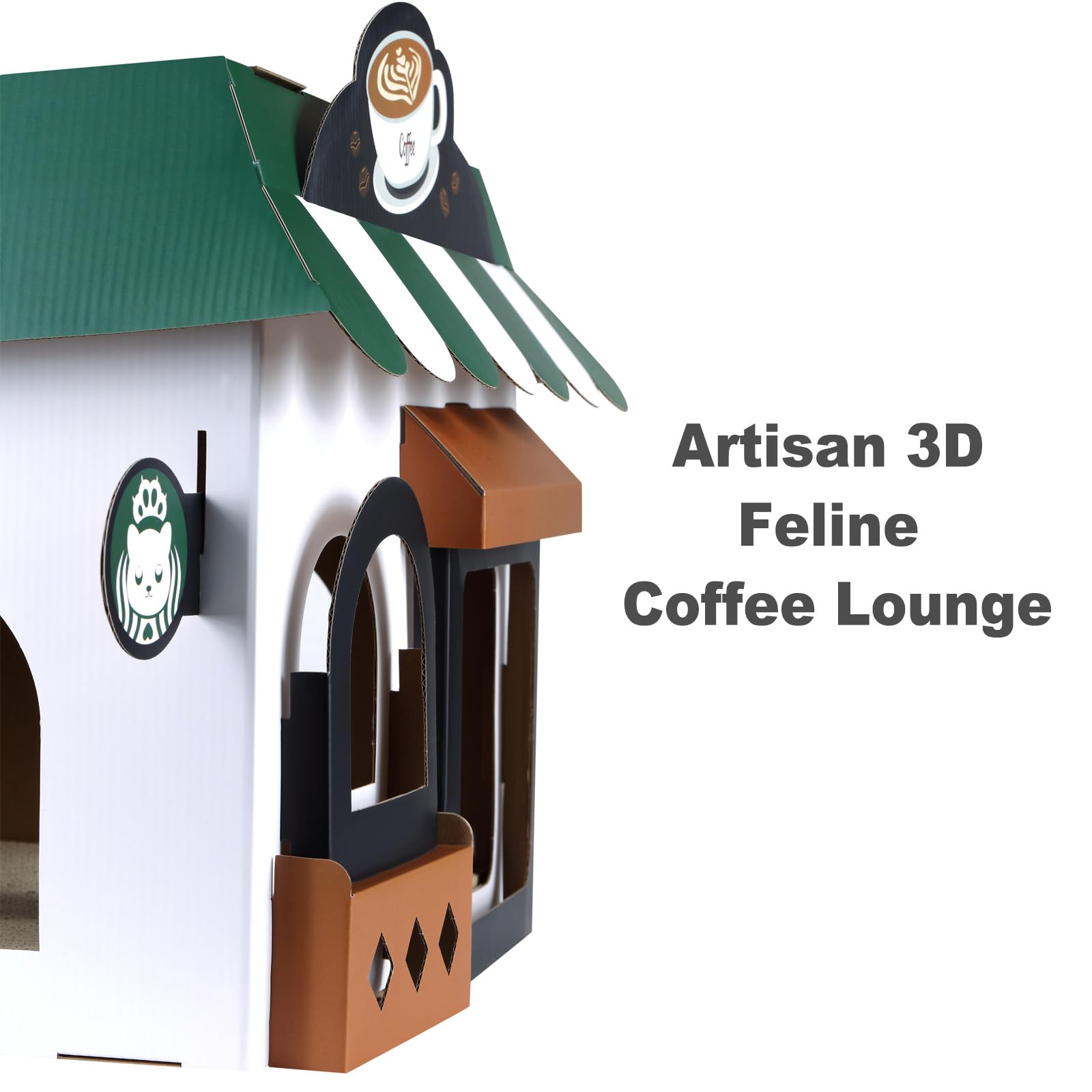 Jungle Elf cardboard cat house lightweight-structure stays sturdy yet travel-friendly.