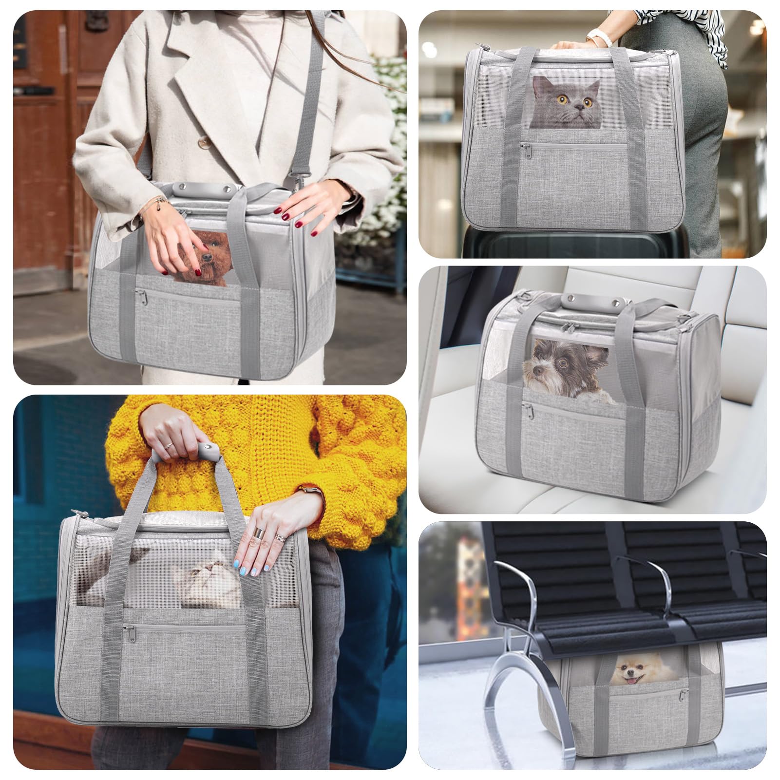 JUNGYOON Cat Carrier exterior pocket for treats, toys, or keys on the go