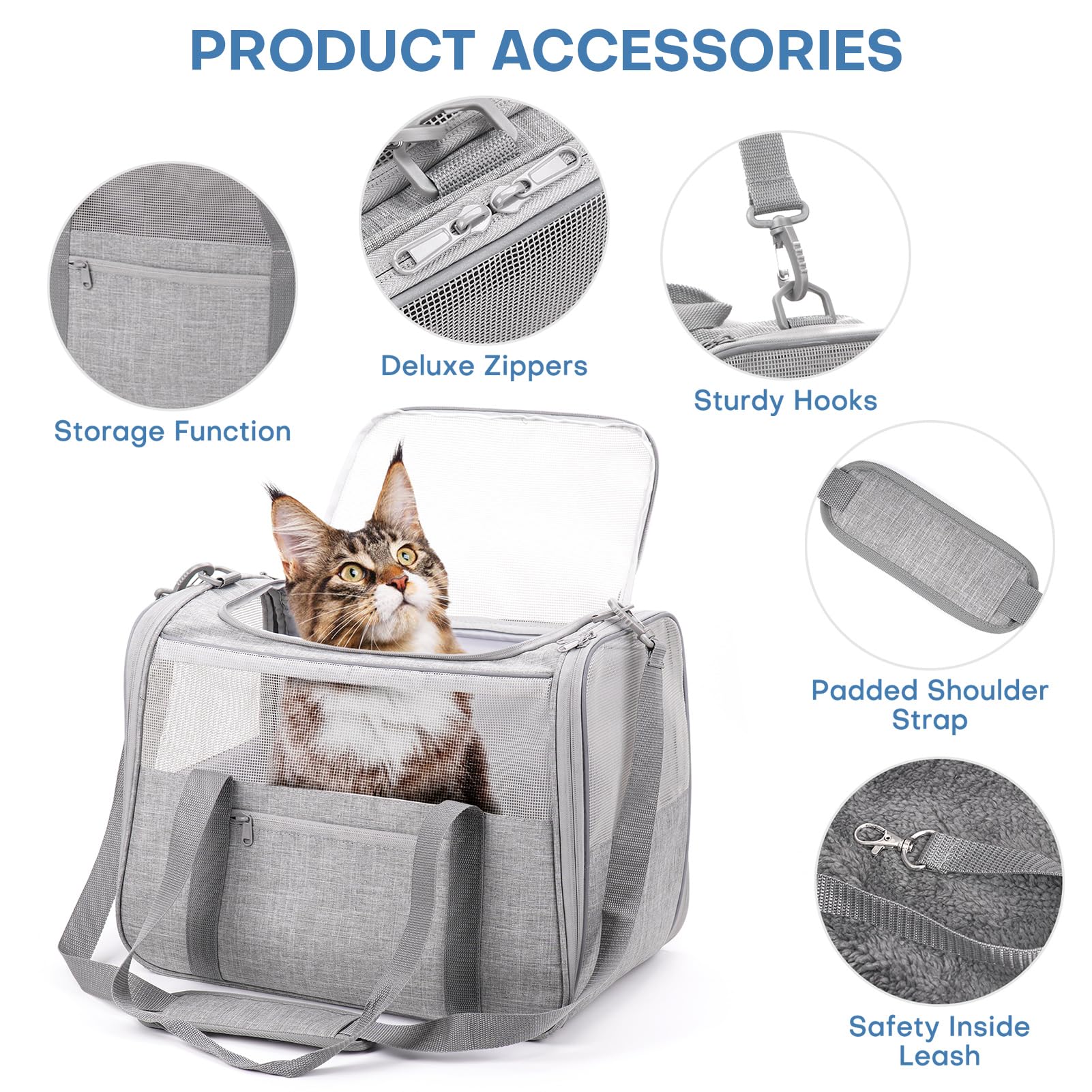 Jungyoon Premium Cat Carrier anti-escape zipper feature for secure travel
