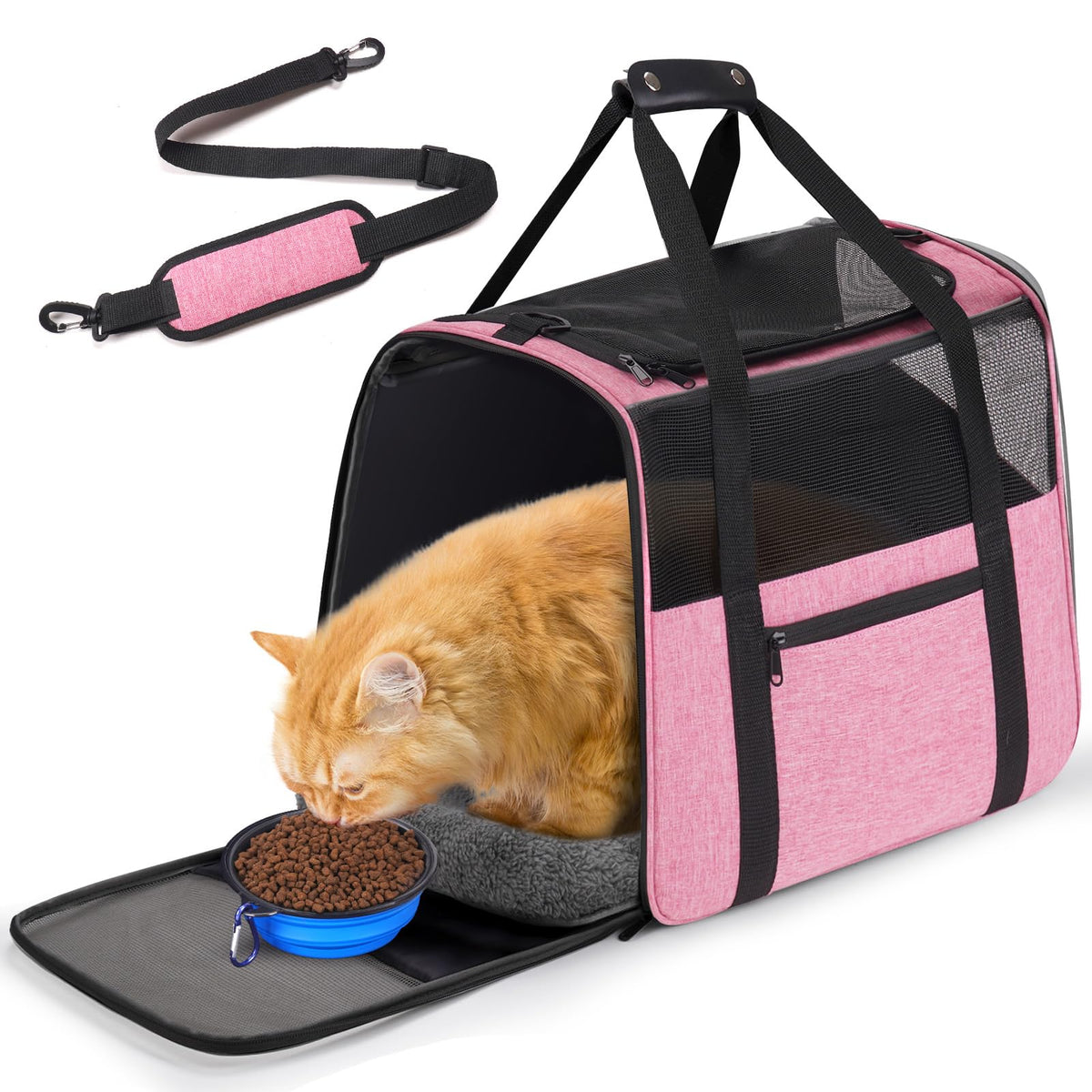 JUNGYOON Premium cat carrier top-opening view showing easy access and 360° ventilation.