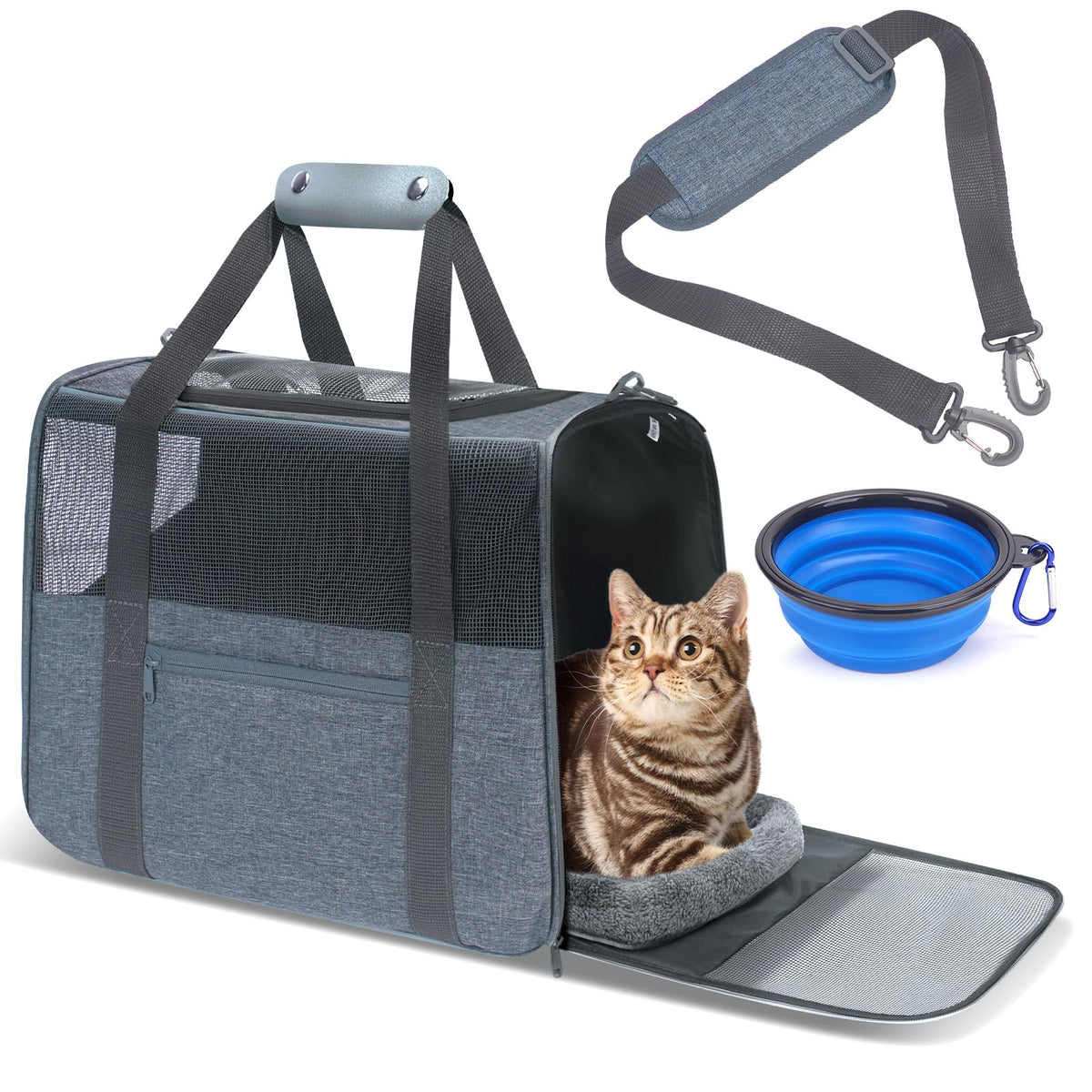 JUNGYOON premium cat carrier top-opening design for easy in-out during vet visits.