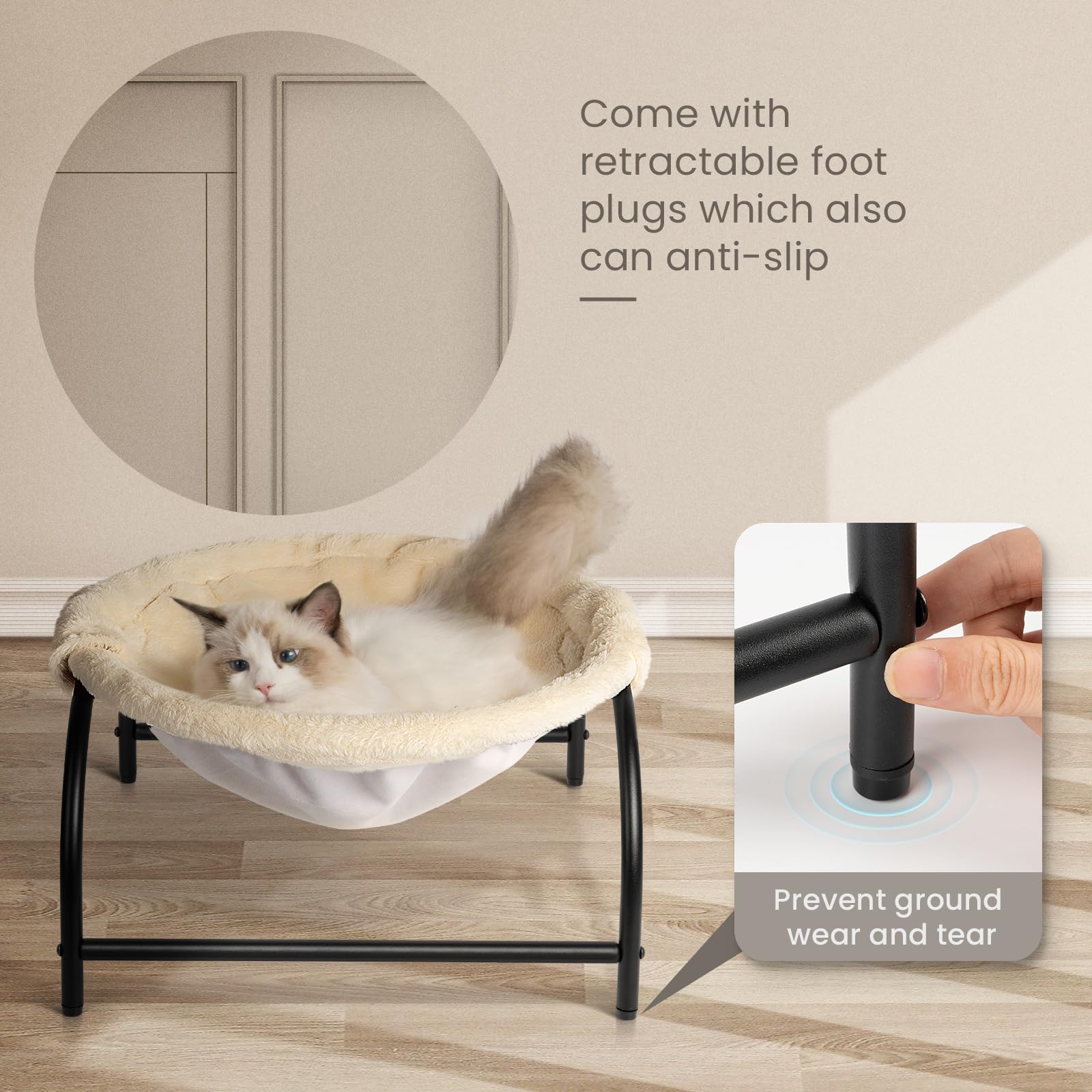 JUNSPOW bed size 16.9x16.9x9.5 inch fits small pets