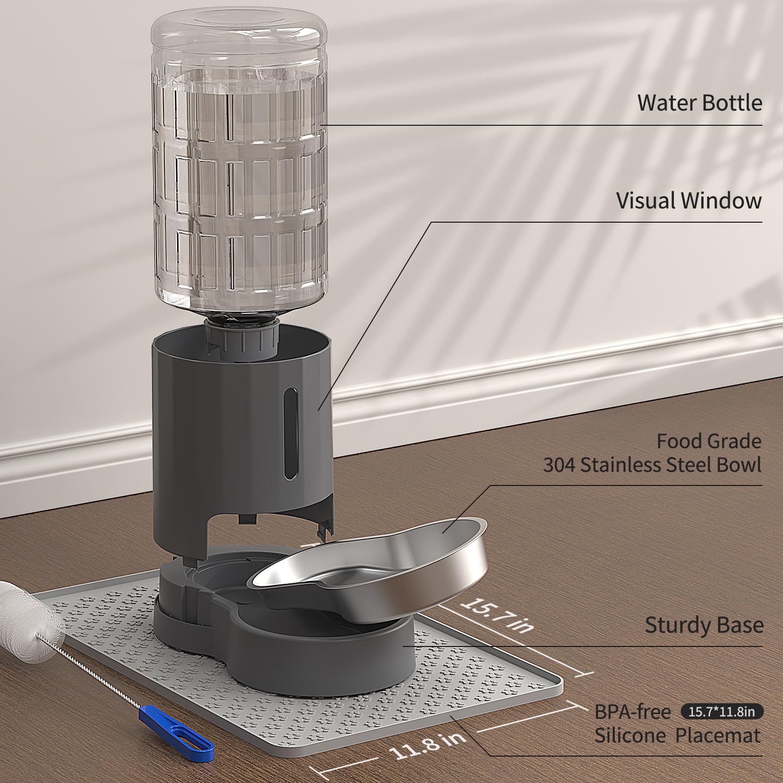JUNSPOW BPA-free placemat protects surfaces while pets drink calmly.
