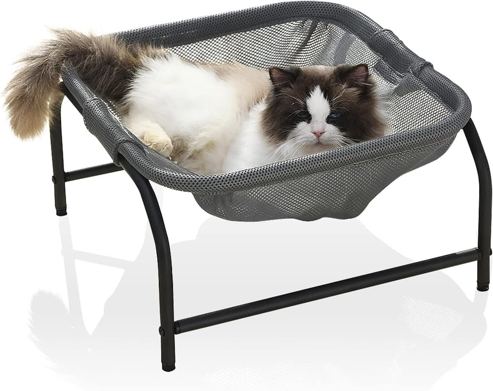 JUNSPOW cat bed square hammock assembly shows quick setup for easy ownership