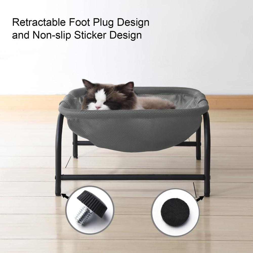 JUNSPOW cat bed square hammock emphasizes durable materials and breathable mesh