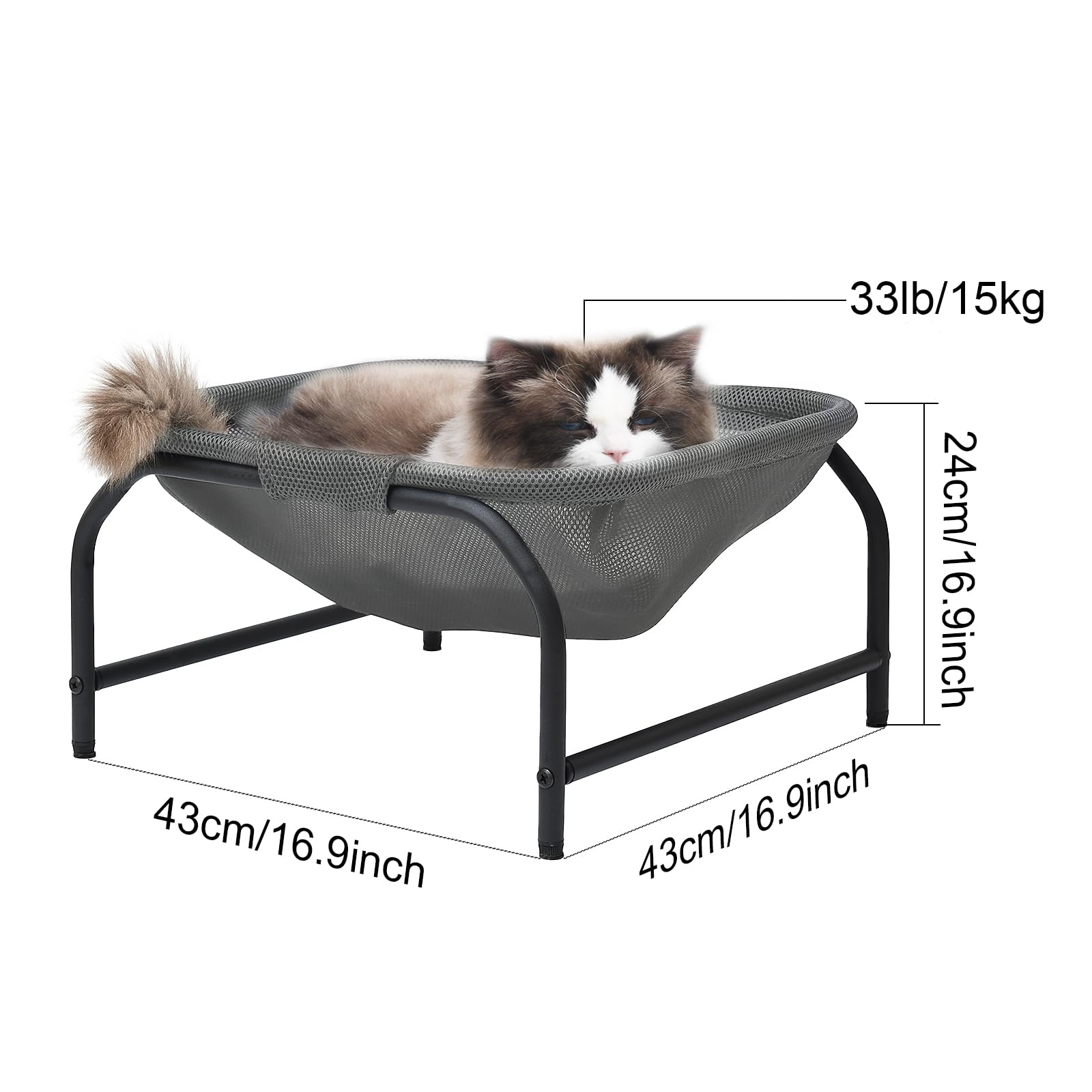JUNSPOW cat bed square hammock in use indoors provides cozy resting space