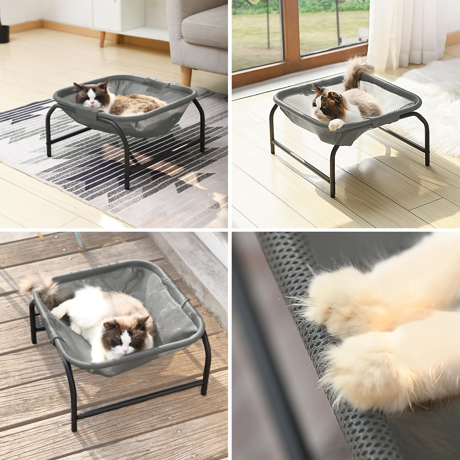 JUNSPOW cat bed square hammock packable storage demonstrates easy folding