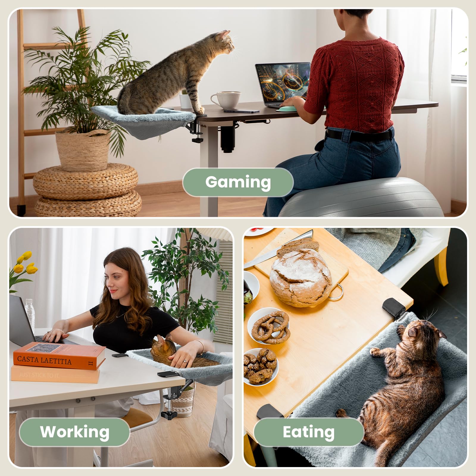 JUNSPOW cat desk bed machine washable fabric simplifies refresh