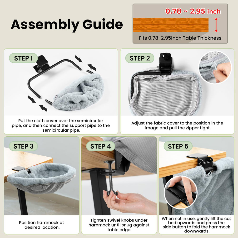 JUNSPOW cat desk bed easy-clean cover is machine washable.
