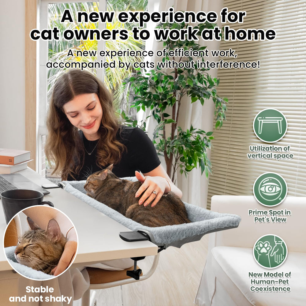 JUNSPOW cat desk bed sunken design supports comfortable curling and spine-friendly resting