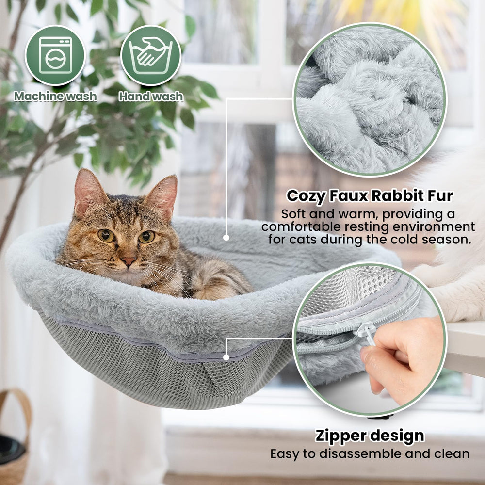 JUNSPOW cat desk bed zipper cover enables easy cleaning.