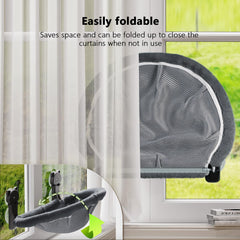 JUNSPOW cat window perch breathable mesh cover keeps cats cool.