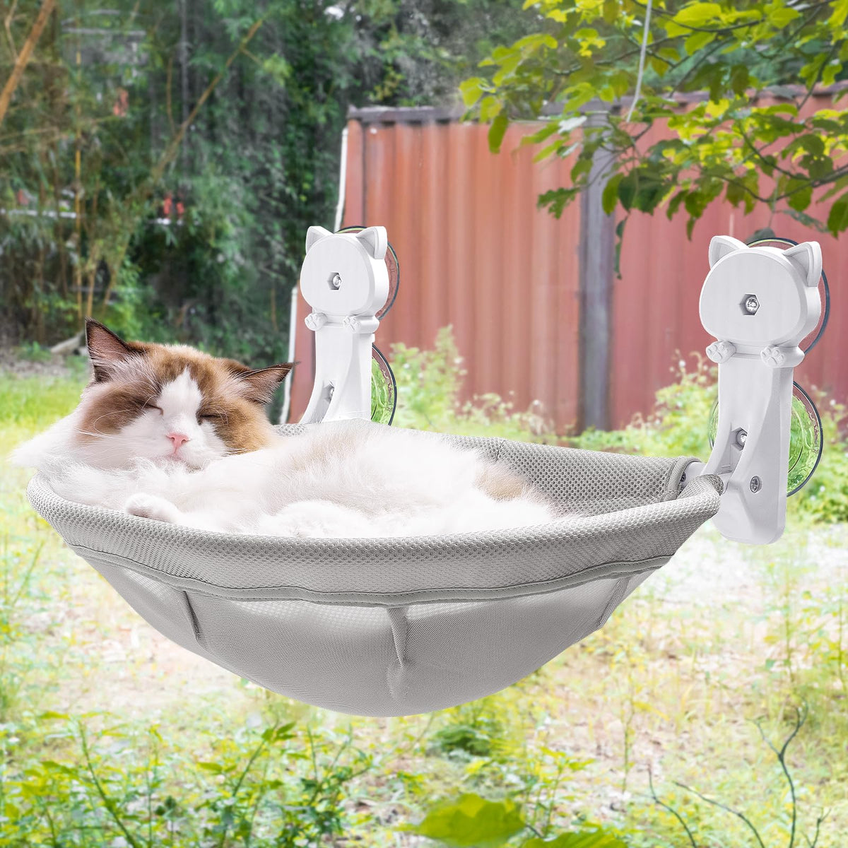 JUNSPOW cat window perch foldable frame saves space for compact rooms.