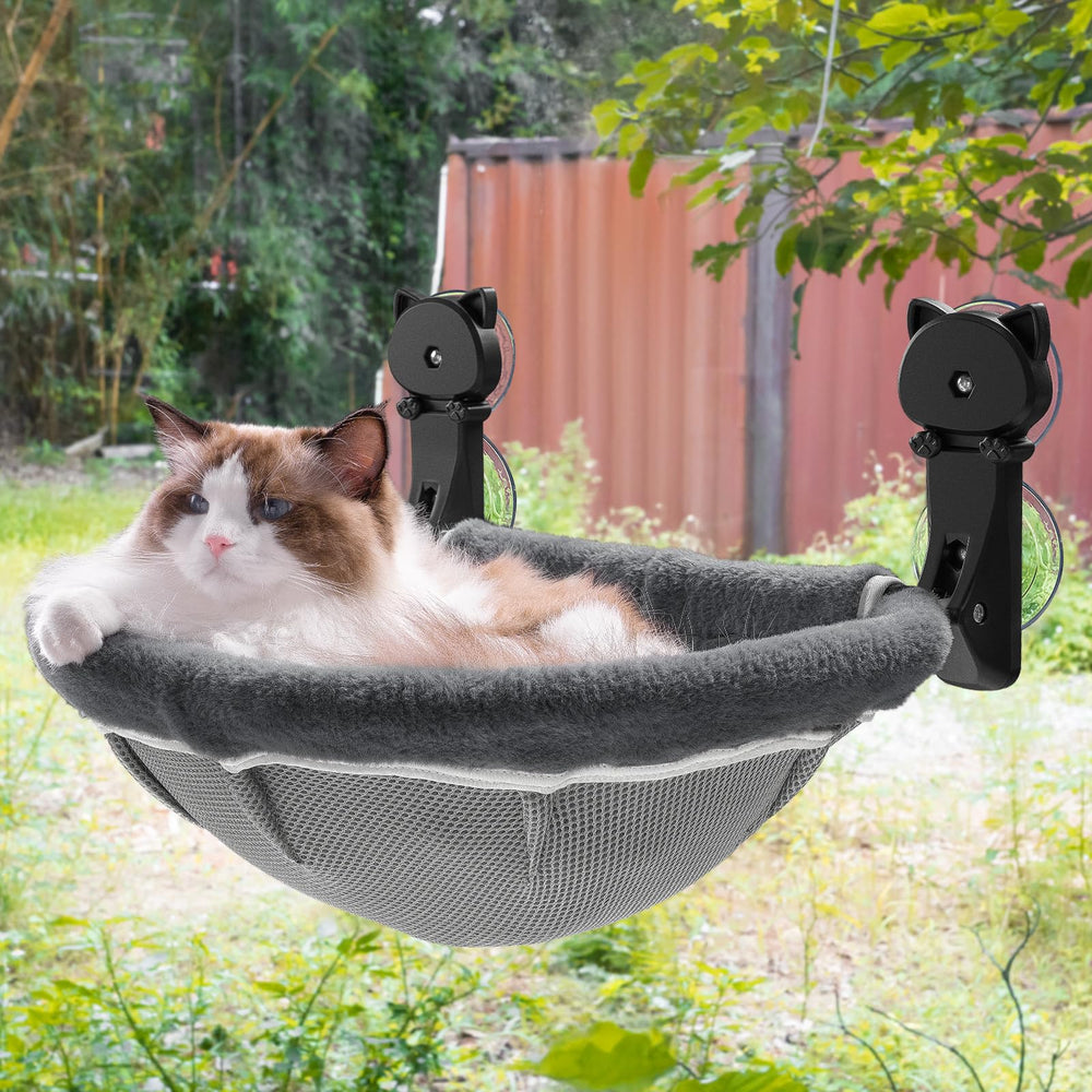 JUNSPOW cat window perch folded design demonstrates space-saving setup for modern homes.