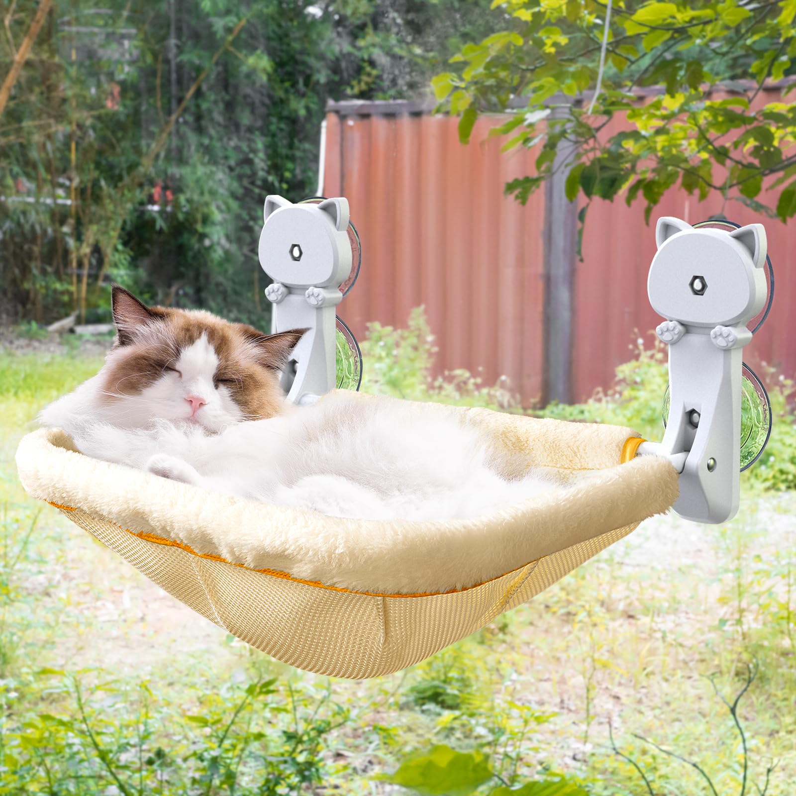 JUNSPOW cat window perch folded for space-saving storage.