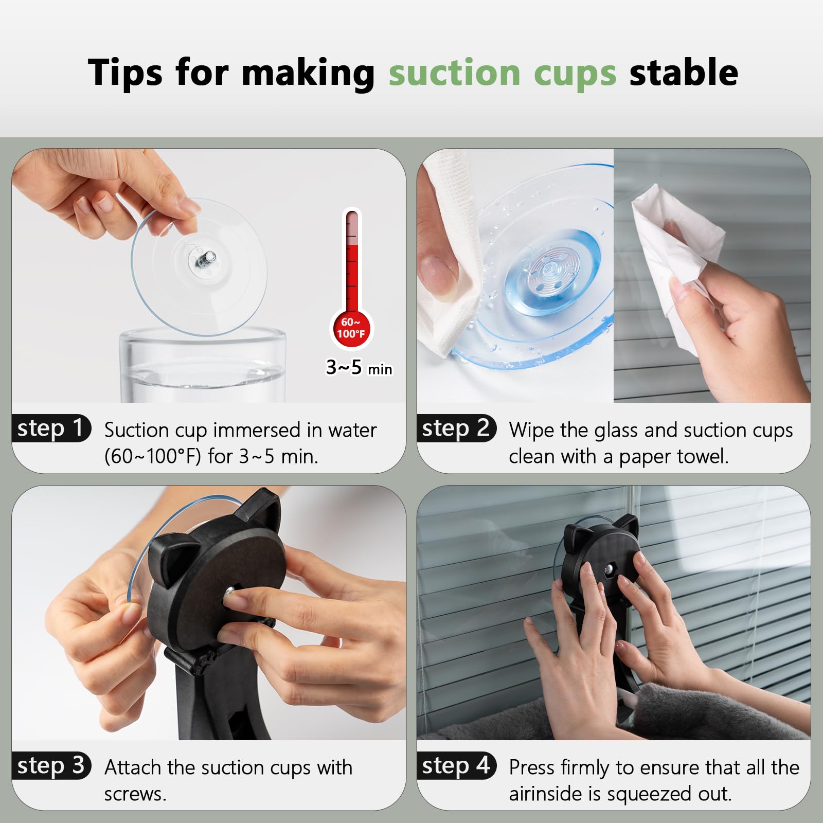 JUNSPOW cat window perch pre-install tips show easy, reliable window mounting.