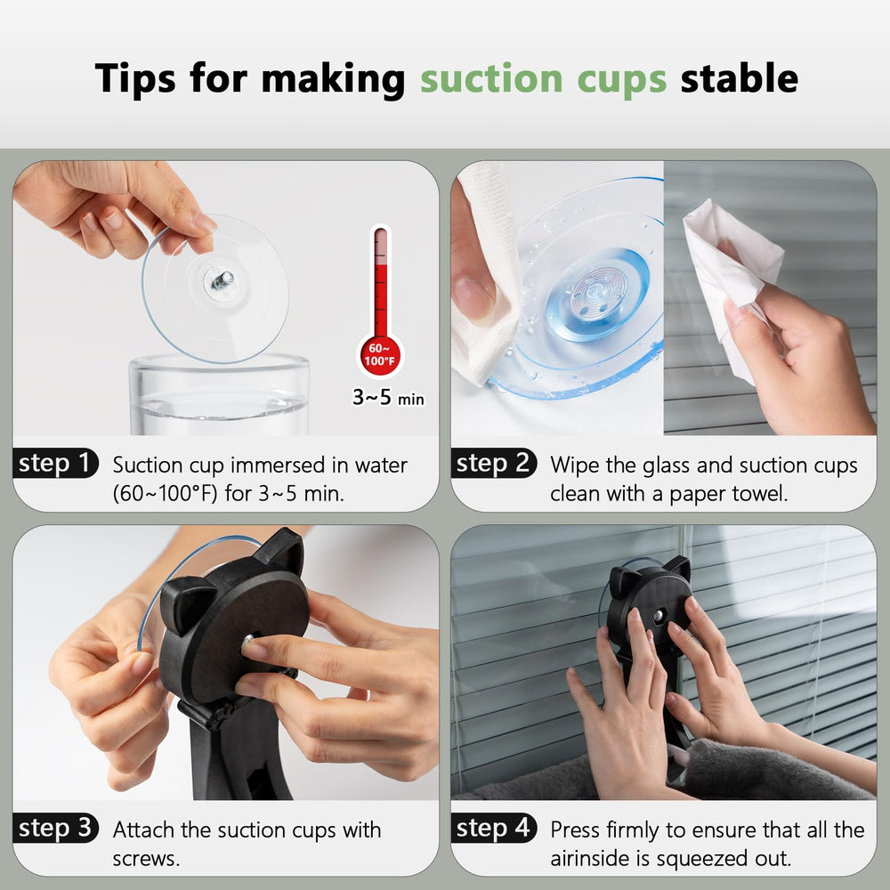 JUNSPOW cat window perch pre-install tips show easy, reliable window mounting.