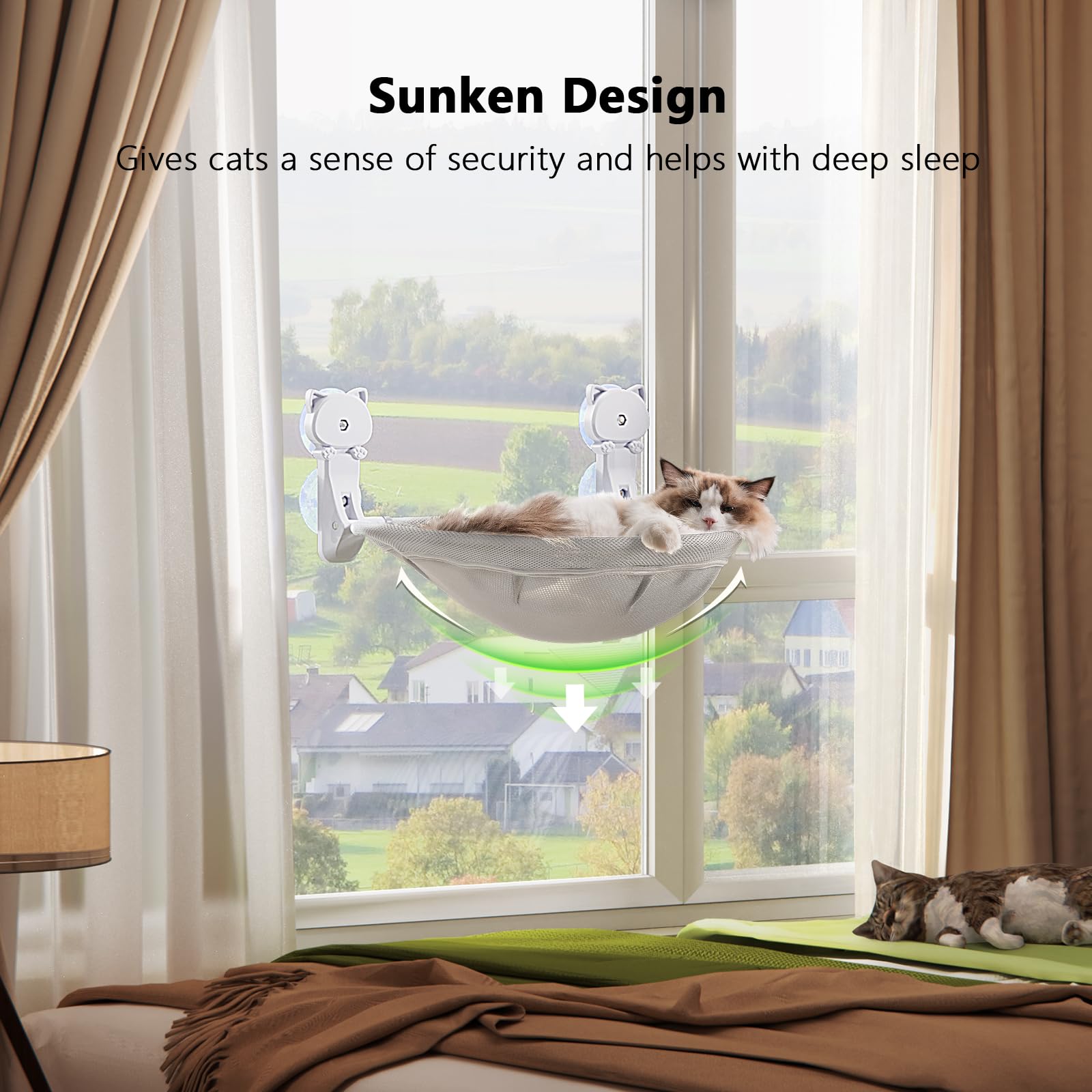JUNSPOW cat window perch sturdy metal frame delivers reliable stability during hops.