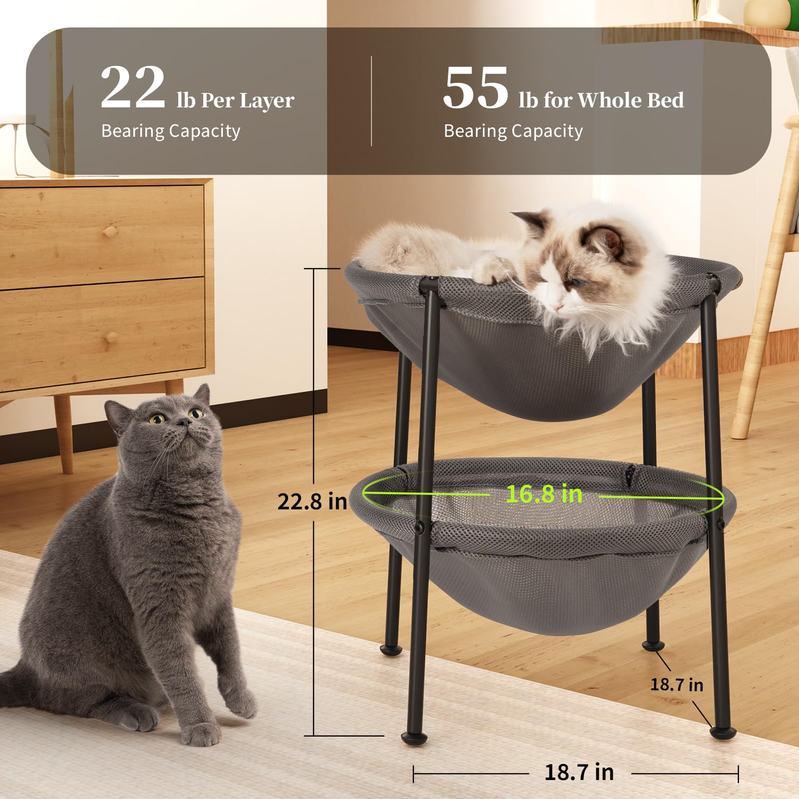 JUNSPOW easy-assembly cat bed setup with included screwdriver.