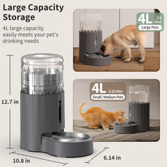 JUNSPOW gravity refill mechanism demonstrates hands-free hydration for cats and small dogs.