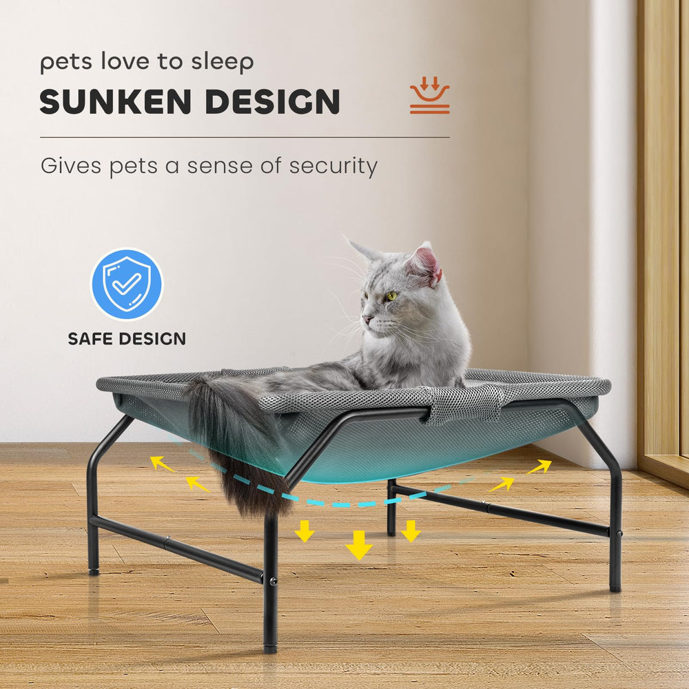 JUNSPOW Large Cat Hammock Bed foot plug design helps stable placement on uneven floors.