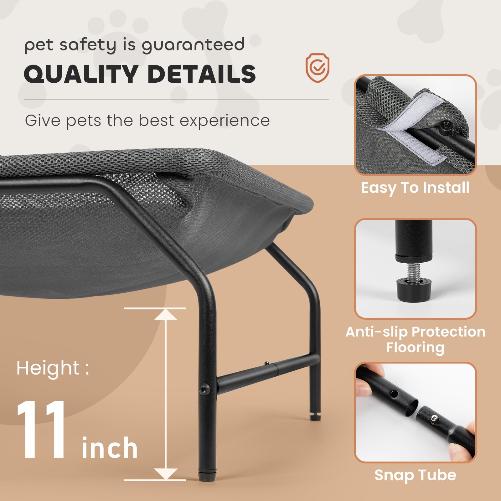 JUNSPOW Large Cat Hammock Bed removable cover aids quick washing.