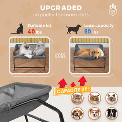 JUNSPOW Large Cat Hammock Bed side view highlighting spacious resting area.