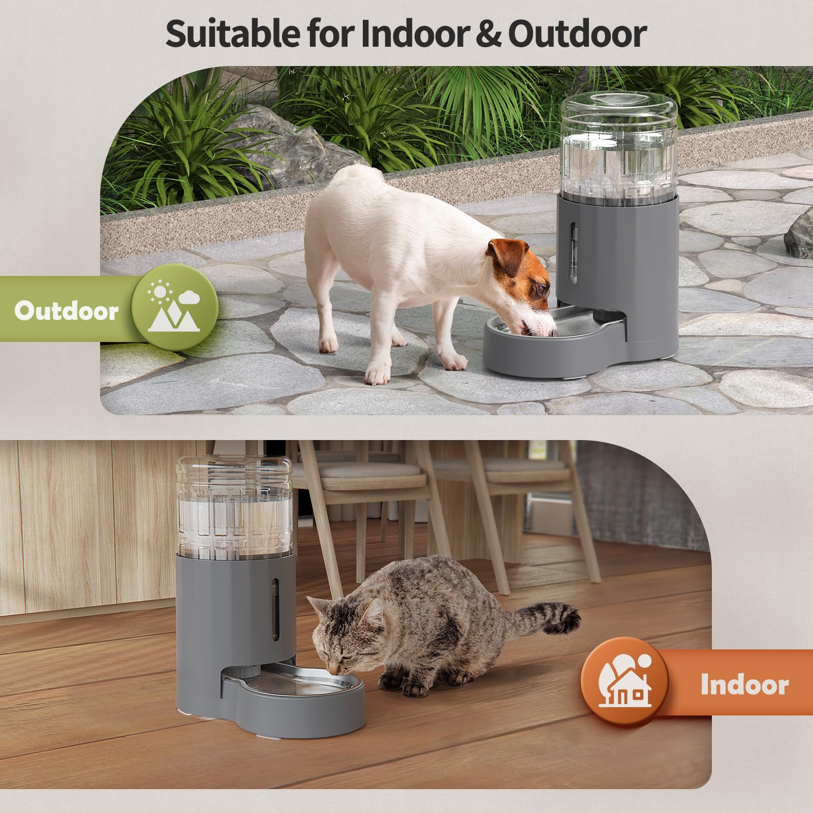 JUNSPOW noiseless water flow keeps pets calm during drinking.