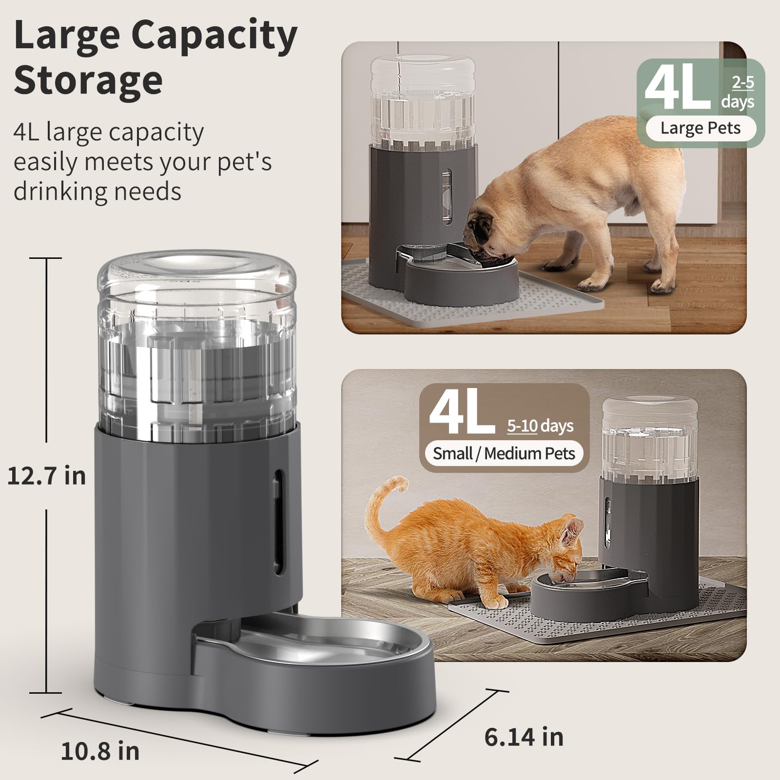 JUNSPOW stainless-steel bowl offers safe drinking water with durable, rust-free design.