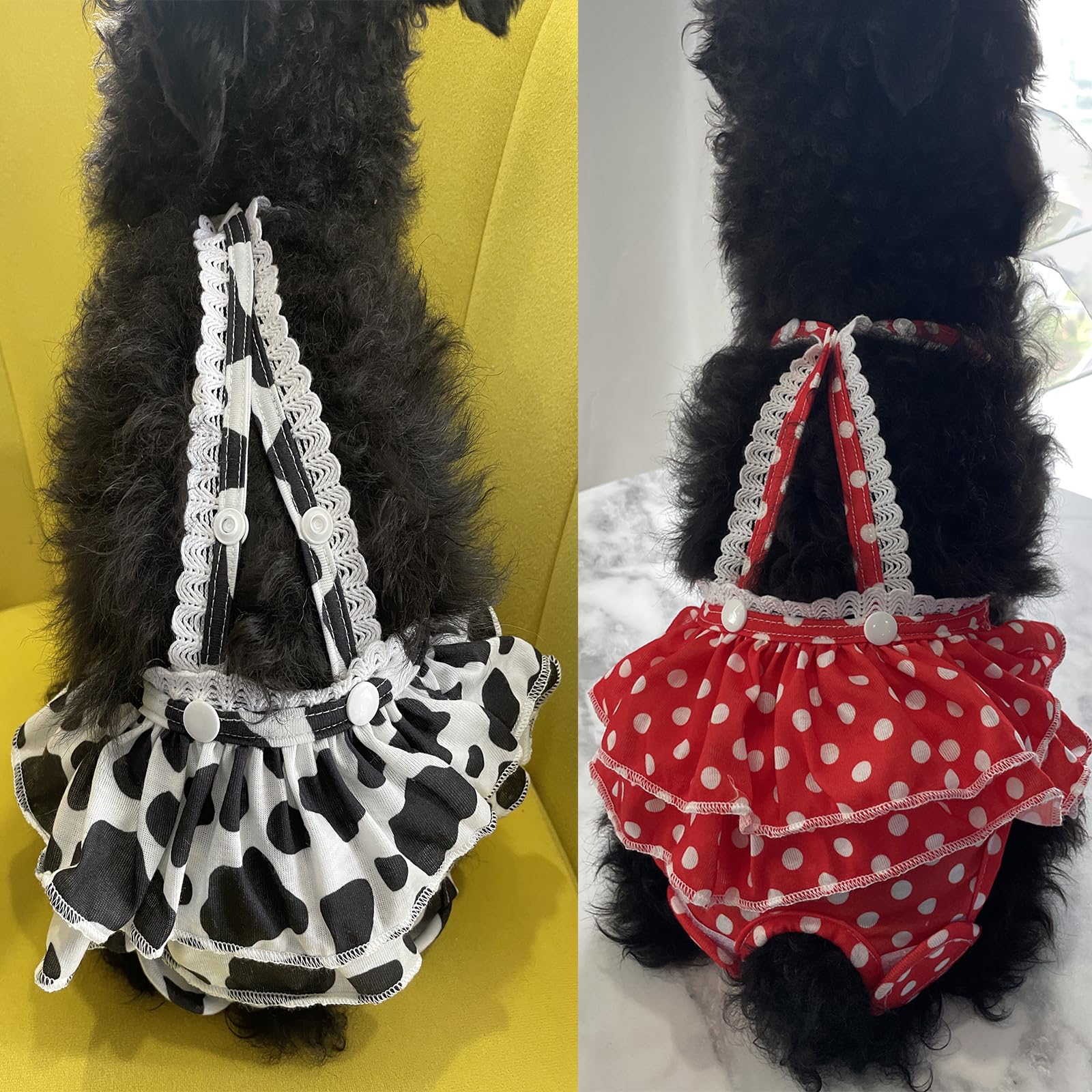 JUOMIIEL dog diaper packaging with size chart—helps pick the right fit.