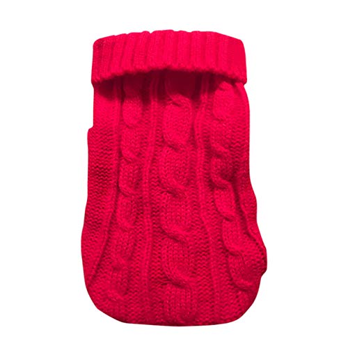 JUOMIIEL dog sweater red pullover back view highlights full-body coverage for tiny breeds