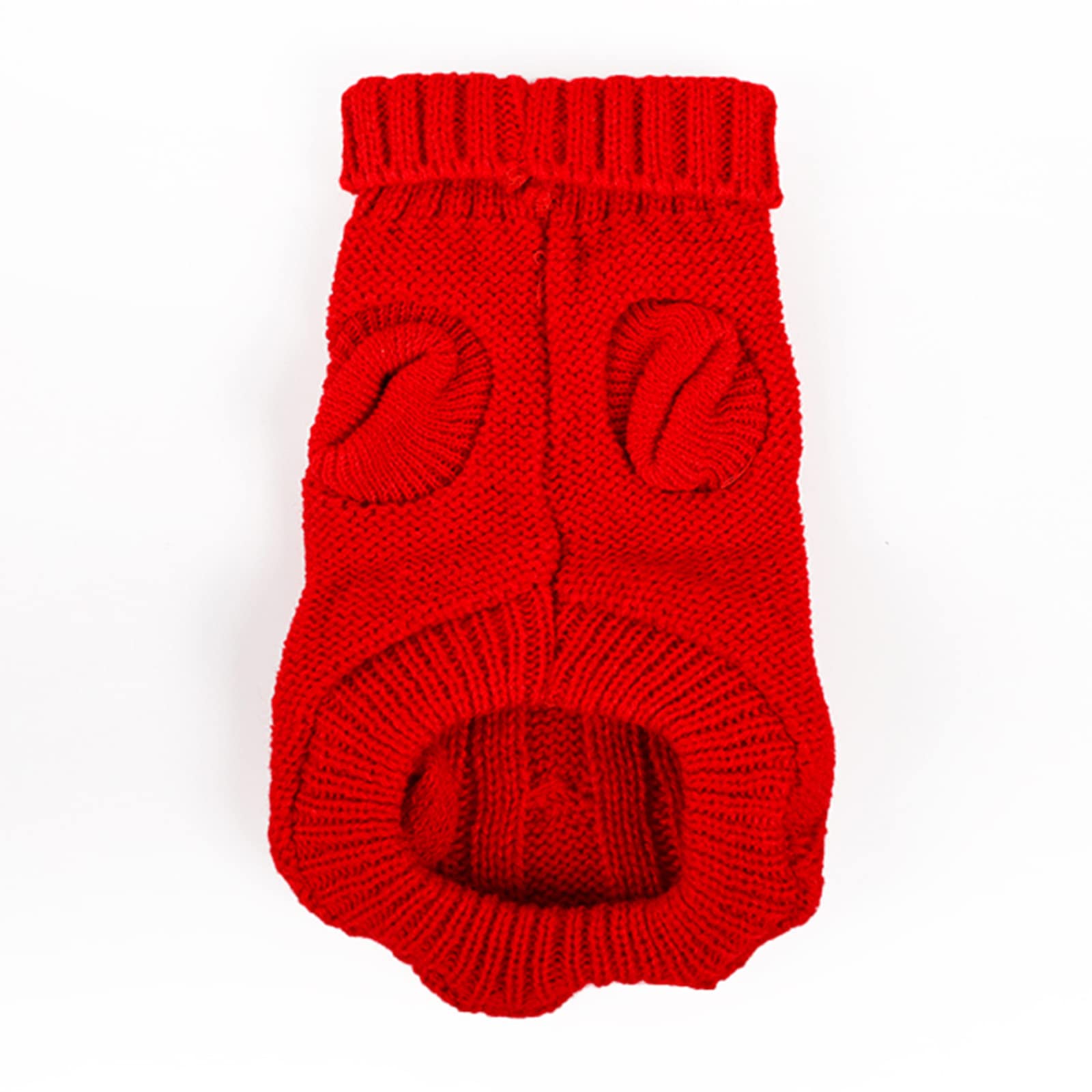 JUOMIIEL dog sweater red pullover side view demonstrates easy-on pullover design