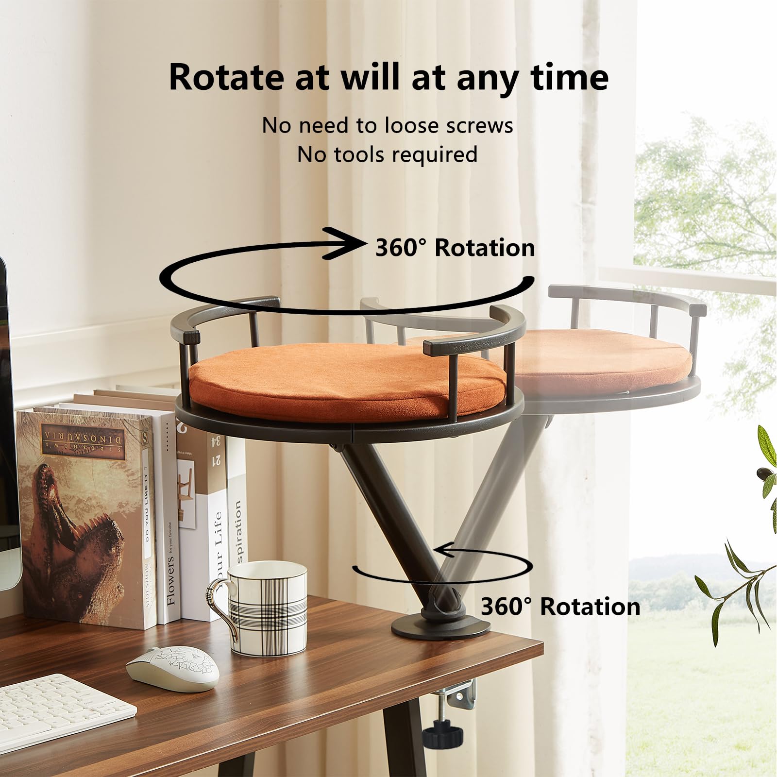 JuoPool cat desk bed 360-degree rotation adapts to your setup and needs.