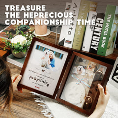 JupDec 8x10 brown shadow box frame holds photos and mementos.