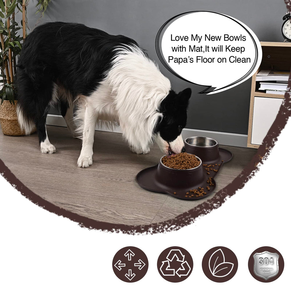 Juqiboom two-bowl feeding setup supports water and food separation.