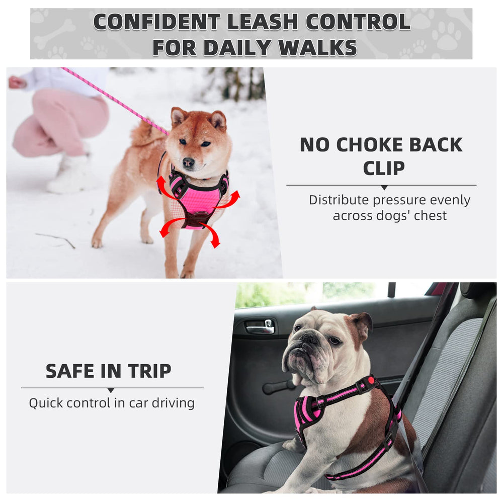 Juqiboom extra-handle no-pull harness pink medium helps guide dogs in crowds.
