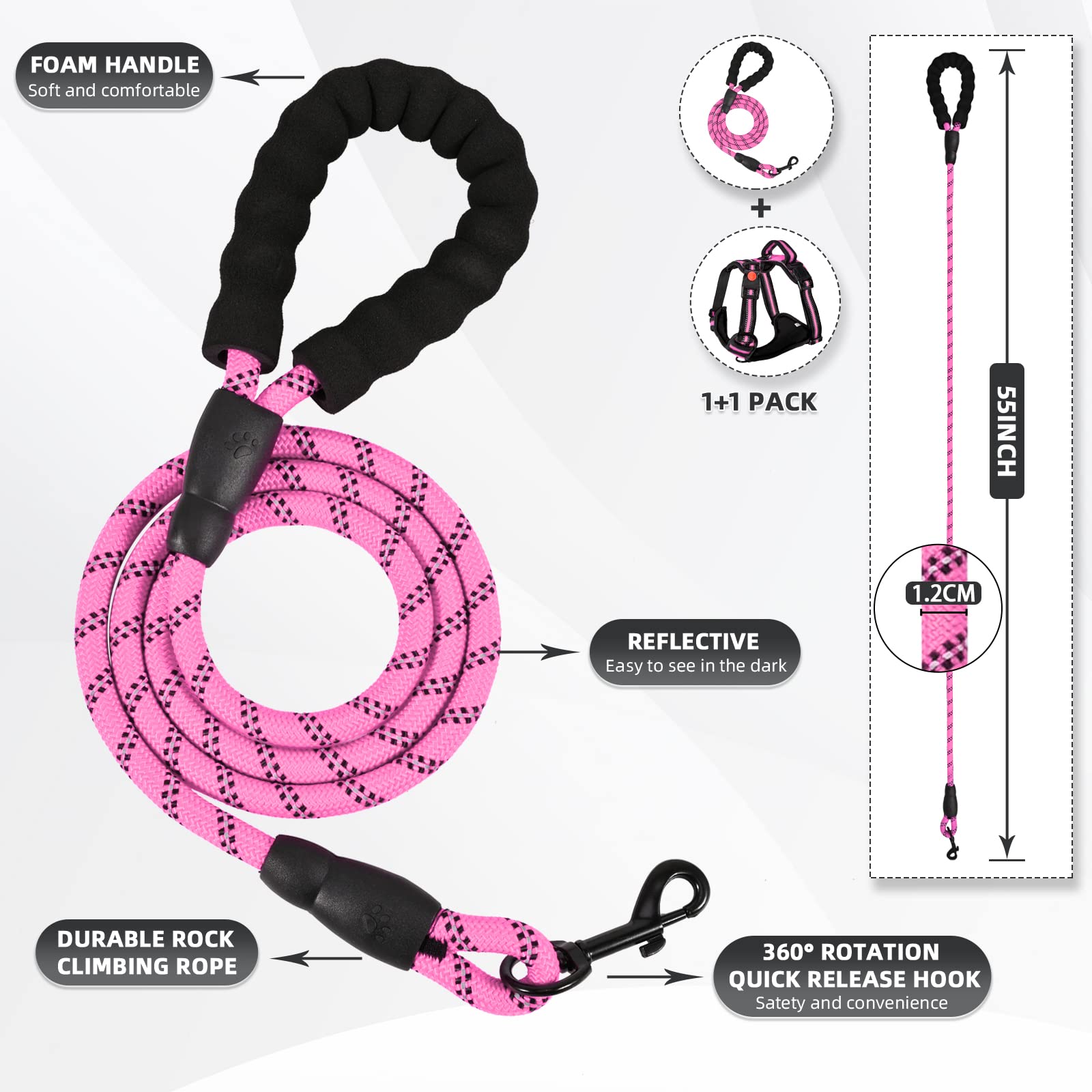 Juqiboom soft-padded vest no-pull harness pink medium provides comfortable all-day wear.