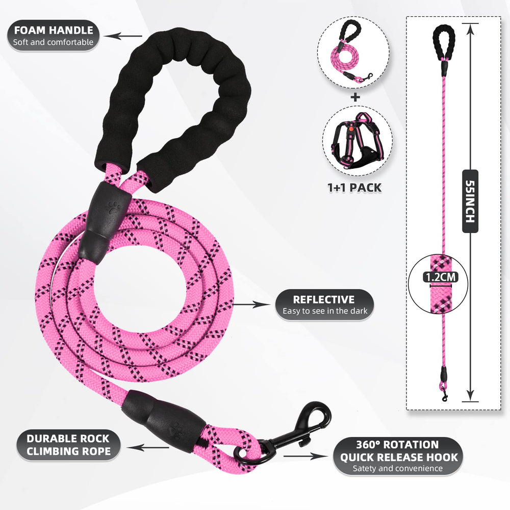 Juqiboom soft-padded vest no-pull harness pink medium provides comfortable all-day wear.