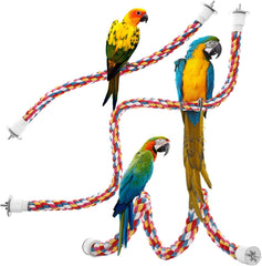 Jusney Bird Rope Perch 41inch setup shows flexible shape for versatile bird play.