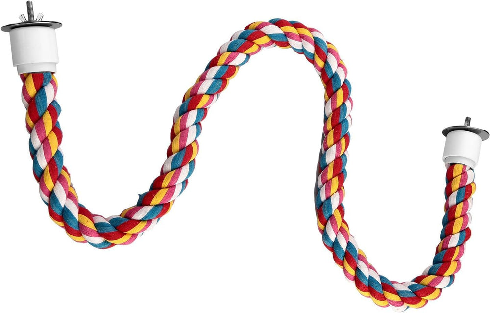 Jusney Colorful Cotton Rope Bird Toy highlights multi-color material for visual enrichment.
