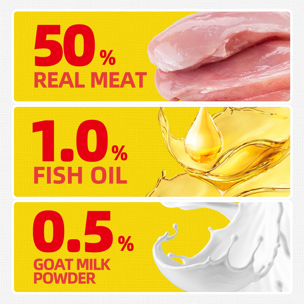 Just Try taurine ingredients highlighted for cat nutrition in this image.