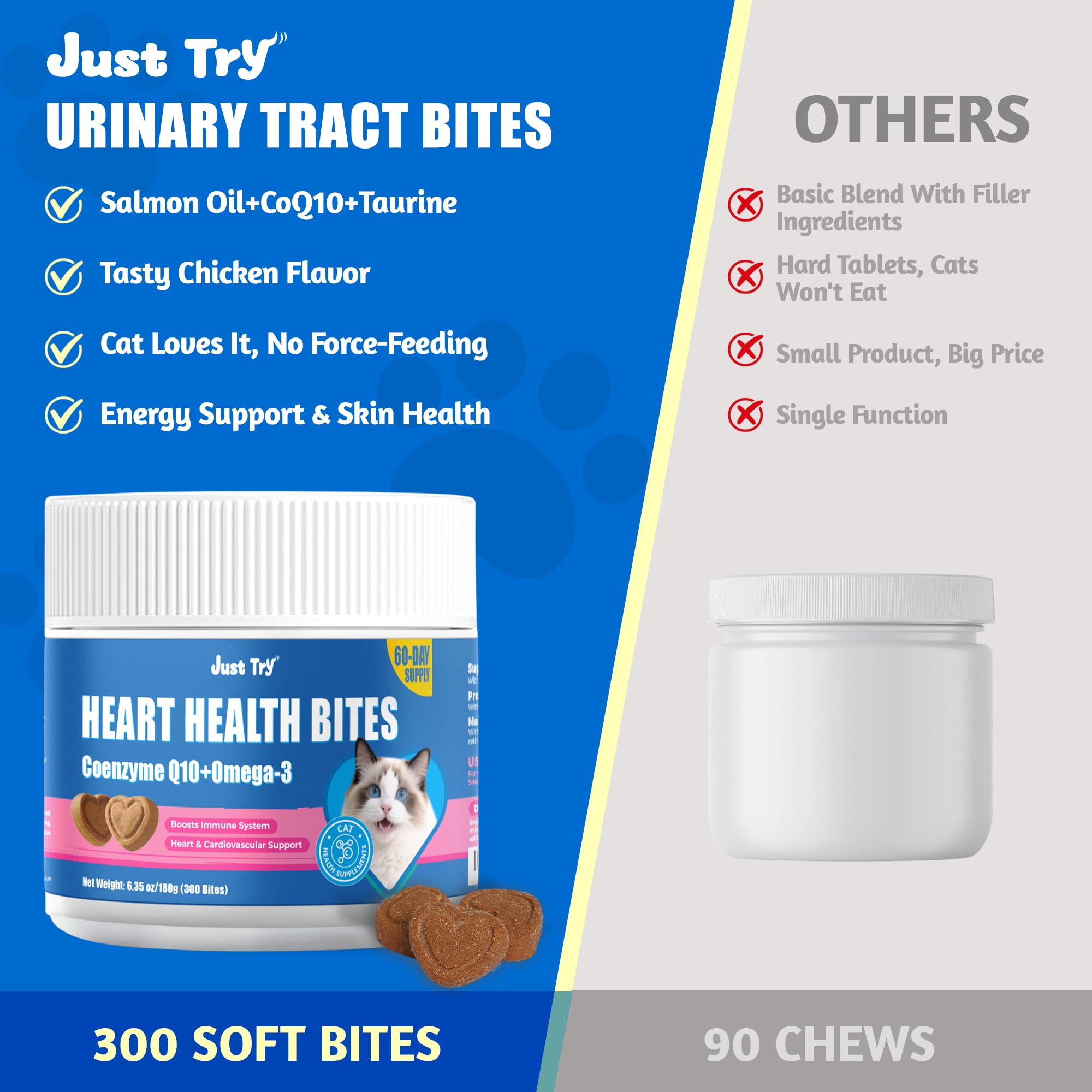 Just Try CoQ10 cat treat easy-dosing bag with bite-sized pieces.