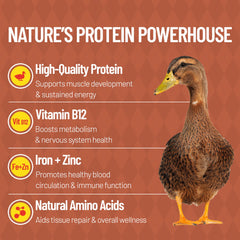 Just Try freeze-dried duck cubes close-up reveals a crisp, bite-sized texture.