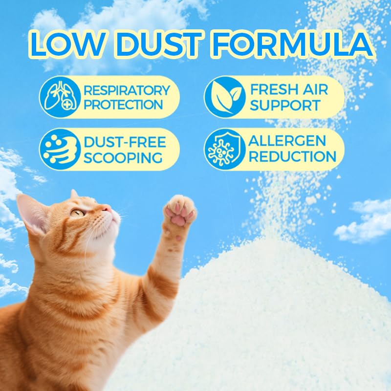 Just Try SnowPaww Casssava litter being poured illustrates near dust free experience