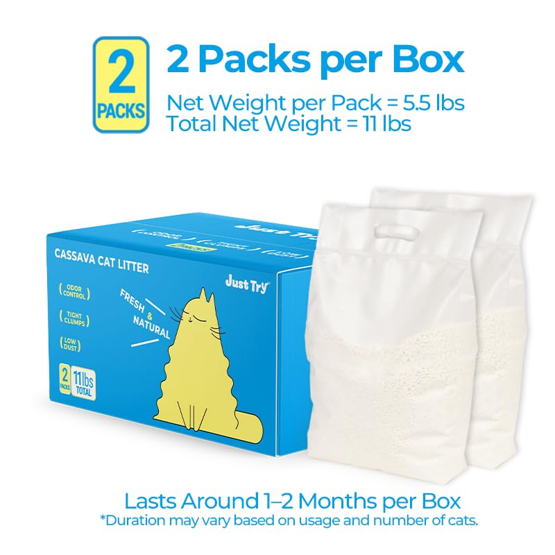 Just Try SnowPaww Casssava litter plant based ingredients support safer cat care
