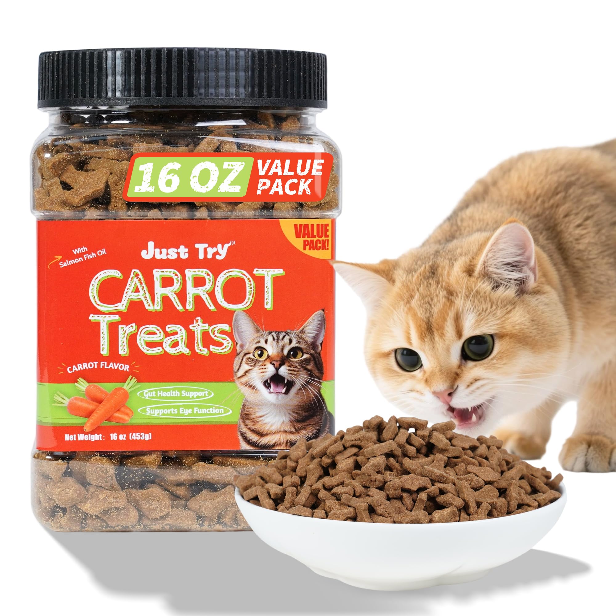 Just Try zanahoria-gato-premios: snack sabroso con zanahoria para gatos.